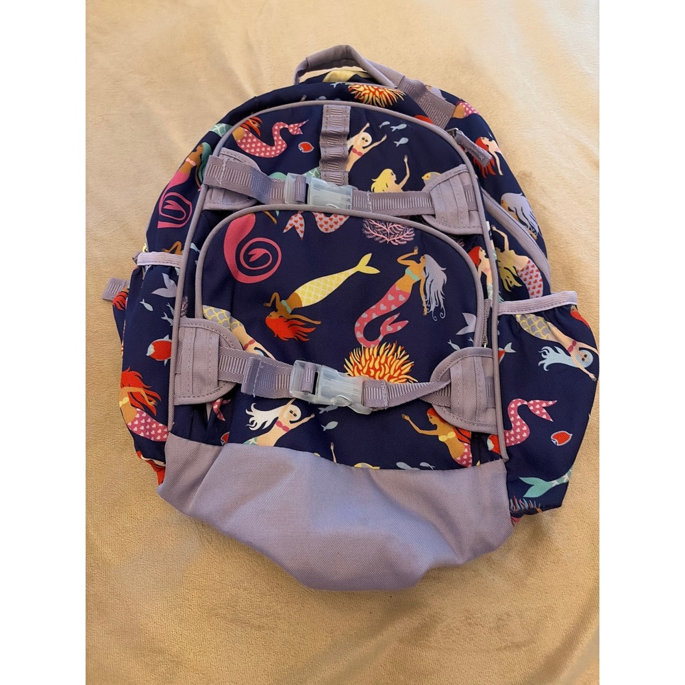 Pottery barn  Mermaid Print Backpack Navy Blue School Bag with Adjustable Strap